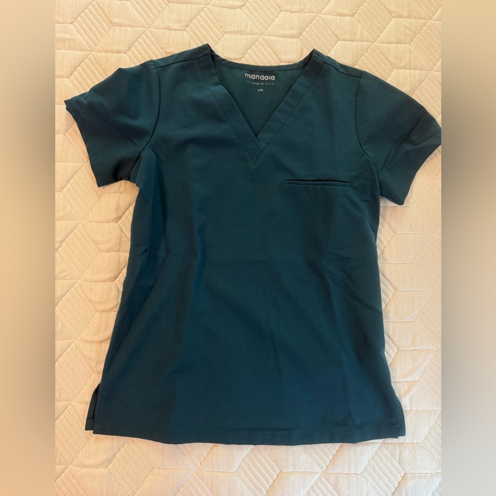 Mandala scrub top teal XXS